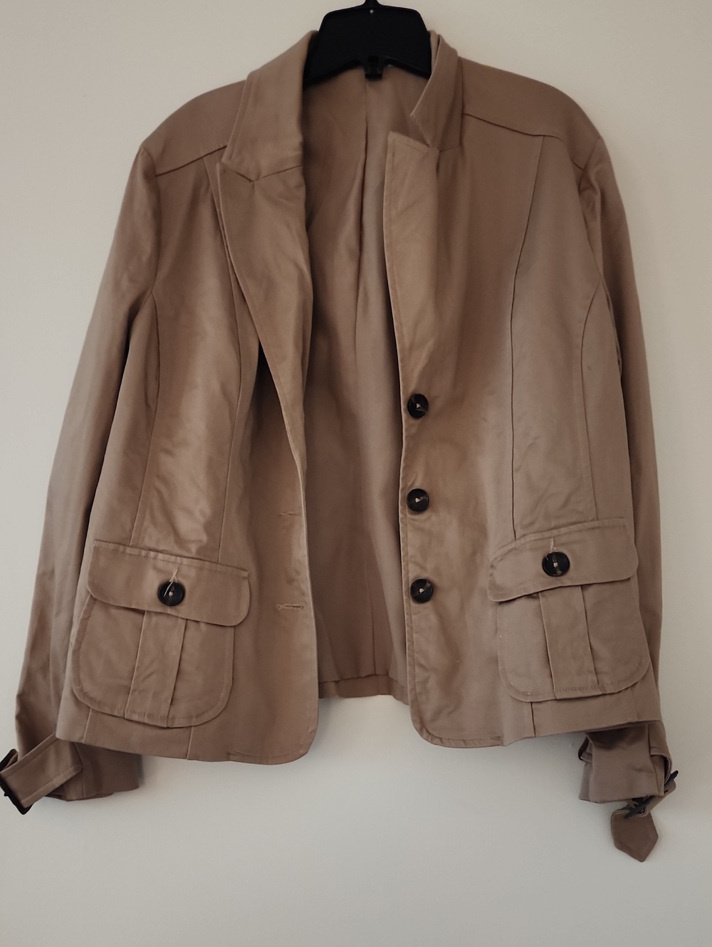Women's Casual Lightweight Tan Jacket - Classic Button Front